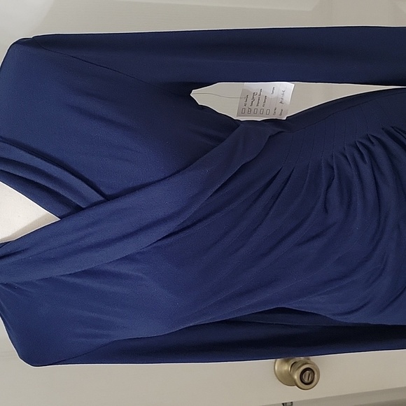 Grace Elements Size M Navy Blue Faux Wrap Long Sleeve Pullover Top, NEW - Picture 2 of 12